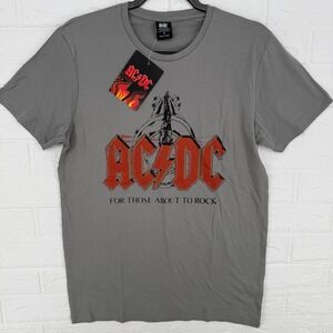 AC/DC Graphic T-Shirt Women S Grey NWT For Those About To Rock Band Tee